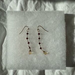 Gold and Purple Dangle Earrings with Minimalist Design